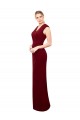 Cheapest Cap Sleeves Chiffon Prom Dress with Pleated V-Neck Bodice