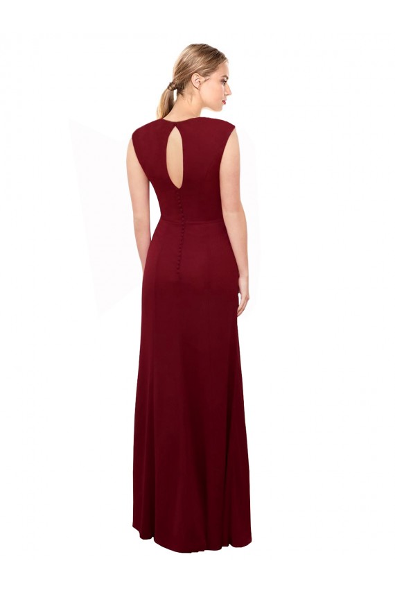 Cheapest Cap Sleeves Chiffon Prom Dress with Pleated V-Neck Bodice