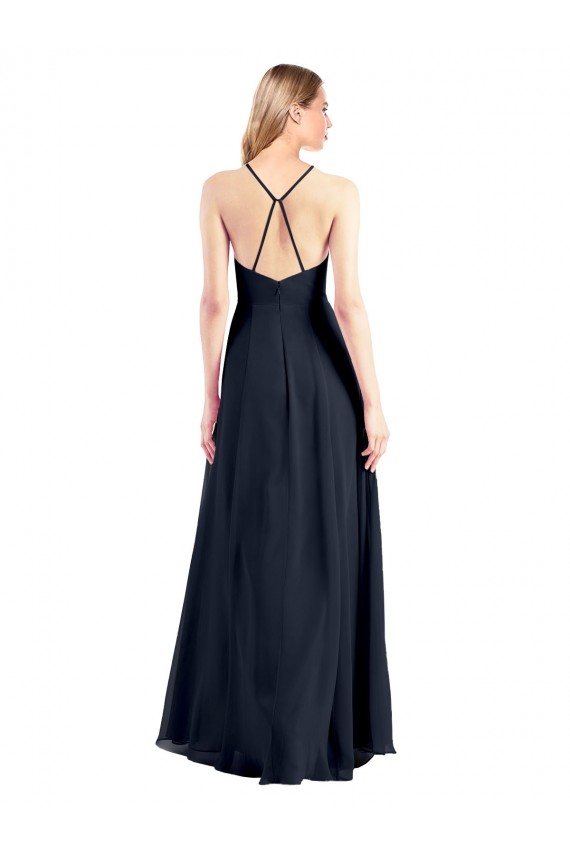 Cheapest Plunging V-Neckline Halter Chiffon Wrap Prom Dress with High Slit