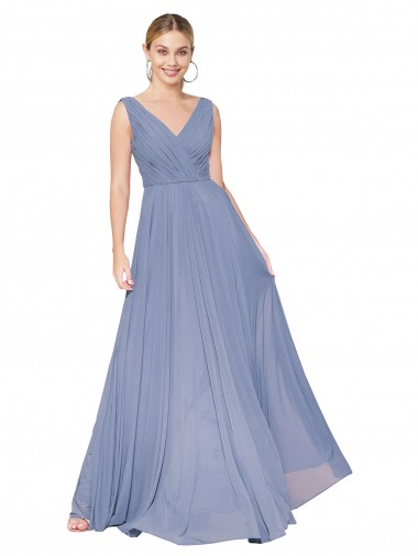 Cheapest Floor Length High Neck V-Back Chiffon Prom Dress