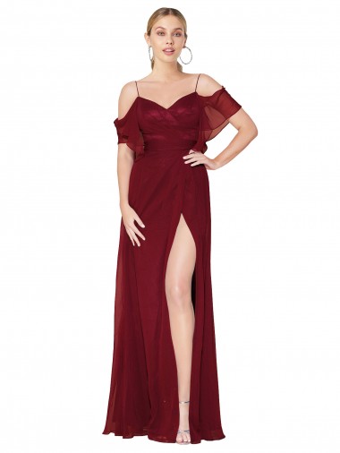 Cheapest Cold Shoulder Long Mermaid Chiffon Prom Dress with Straps