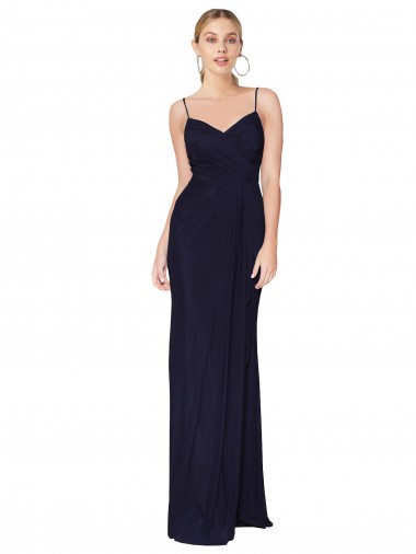Cheapest Draped Spaghetti Straps Long Chiffon Mermaid Prom Dress