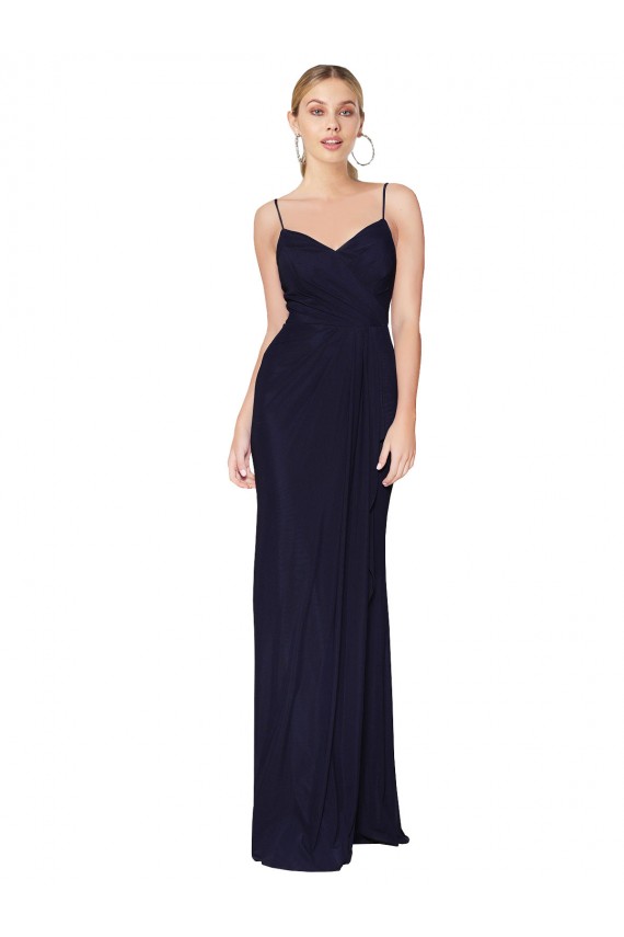 Cheapest Draped Spaghetti Straps Long Chiffon Mermaid Prom Dress