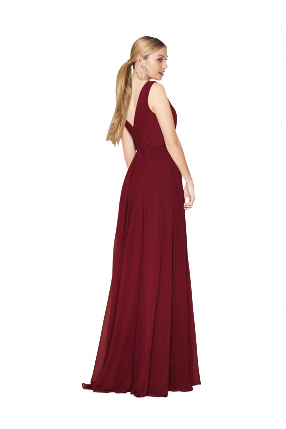 Cheapest Draped A-Line V-Neck Floor Length Chiffon Prom Dress