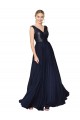 Cheapest High Neck V-Neck Long Chiffon Prom Dress with Sequin Top