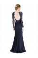 Cheapest Illusion Long Sleeves Lace Prom Dress with Sheer Keyhole Back