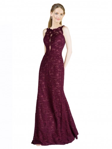 Cheapest Long Lace Prom Dress with Peekaboo Bodice and Keyhole Back