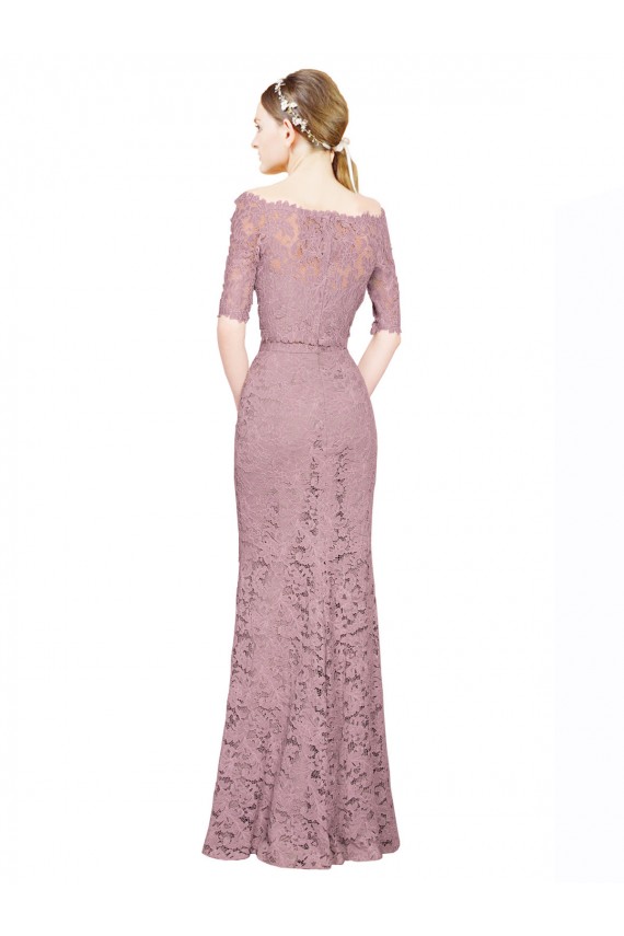 Cheapest Short Sleeves Crop Top Mermaid Lace Prom Dress