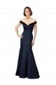 Cheapest Fit and Flare Satin Prom Dress with Off the Shoulder Neckline