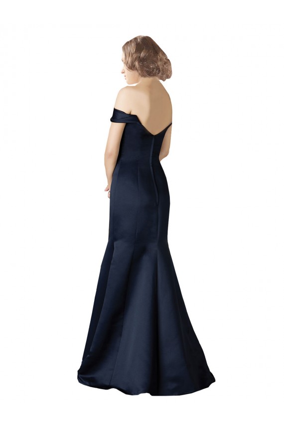 Cheapest Fit and Flare Satin Prom Dress with Off the Shoulder Neckline