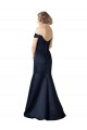 Cheapest Fit and Flare Satin Prom Dress with Off the Shoulder Neckline