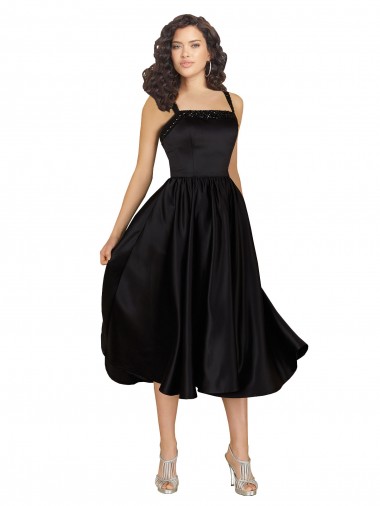 Cheapest Short Square Neck Satin Cocktail Prom Dress / Homecoming Dress with Beading
