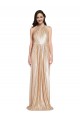 Cheapest Floor Length Halter Neck Sparkling Sequin Prom Dress with Pleats