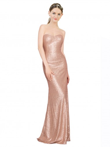 Cheapest Sweetheart Full Length Long Sequin Prom Dress
