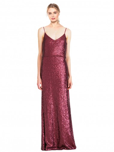 Cheapest High Neck Halter Long Slim Sequin Prom Dress with V-Neck and Blouson Bodice