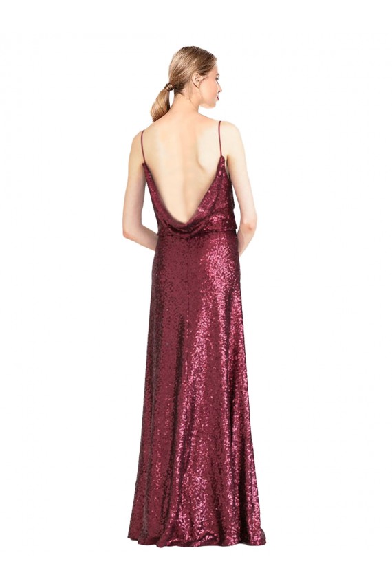 Cheapest High Neck Halter Long Slim Sequin Prom Dress with V-Neck and Blouson Bodice