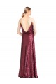 Cheapest High Neck Halter Long Slim Sequin Prom Dress with V-Neck and Blouson Bodice