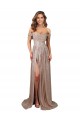 Cheapest Strapless Scoop Neck Off the Shoulder Long Sequin Prom Dress with High Slit