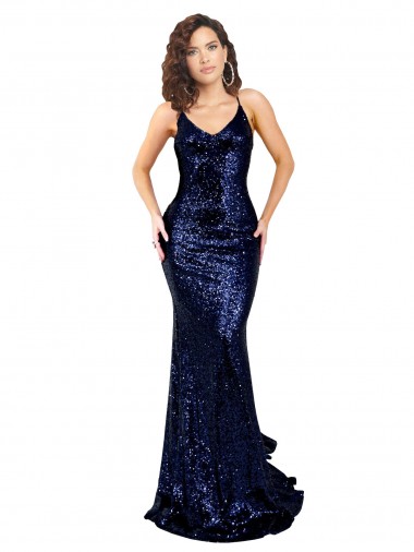 Cheapest Mermaid V-Neck Low Back Long Sequin Prom Dress