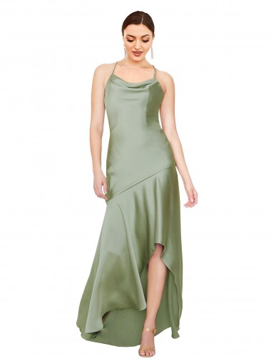 Cheapest Silky Satin Prom Dress with Bias Cut Skirt