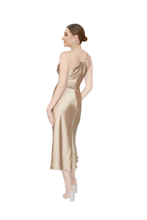Cheapest Empire Waist Silky Satin Midi Length Cocktail Dress / Prom Dress
