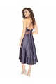 Cheapest Midi Length Silky Satin Cocktail Prom Dress / Homecoming Dress with Open Tied Back