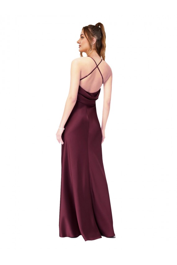 Cheapest Cowl Back V-Neck Silky Satin Prom Dress