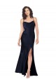 Cheapest Draped Cowl Neck Silky Satin Prom Dress with Skirt Slit