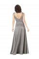 Cheapest Plunging V-Neckline Long A-Line Silky Satin Prom Dress