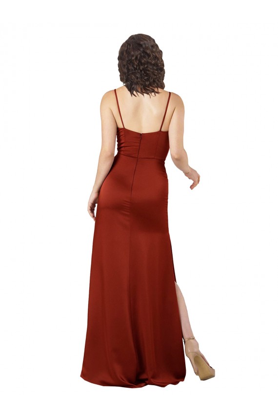 Cheapest Floor-Length Silky Satin Prom Dress with Skirt Slit