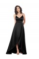 Cheapest High Low V-Neckline Silky Satin Tulip Prom Dress with Wrap Skirt