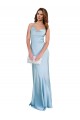 Cheapest Open Back with Ties Cowl Neck Sheath Silky Satin Long Bridessmaid Dress