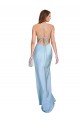 Cheapest Open Back with Ties Cowl Neck Sheath Silky Satin Long Bridessmaid Dress