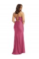Cheapest Cowl-Neck Open Tie-Back Silky Satin Mermaid Prom Dress with Frong Slit