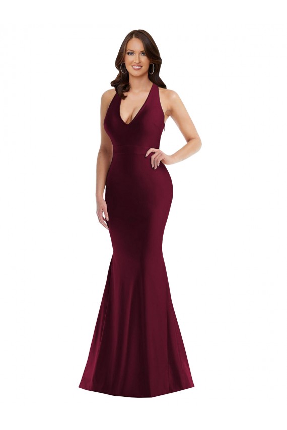 Cheapest Plunge Neckline Cutout Low Back Silky Satin Mermaid Prom Dress