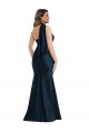 Cheapest Scarf Neck One Shoulder Silky Satin Mermaid Prom Dress with Front Slit