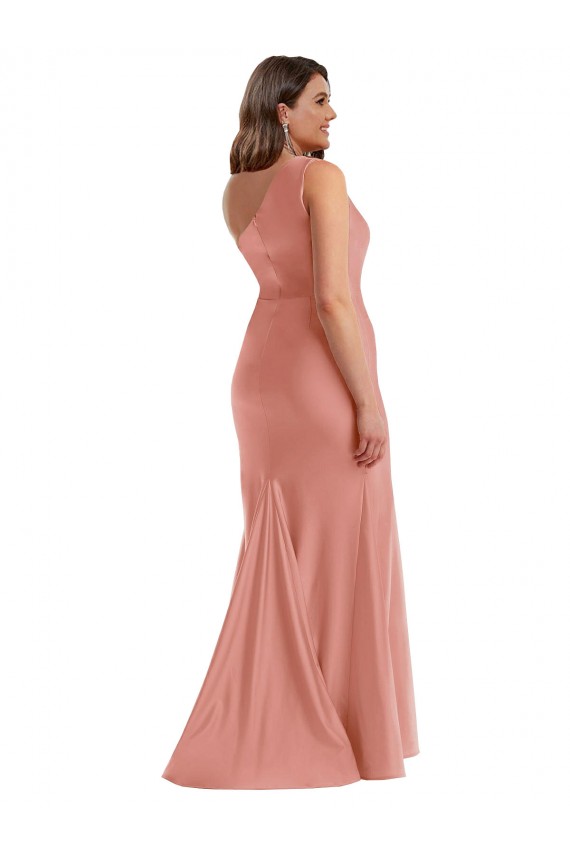 Cheapest Cascade Ruffle One Shoulder Bustier Silky Satin Mermaid Prom Dress