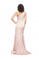 Cheapest Full Length One Shoulder Long Silky Satin Prom Dress with High Split
