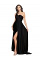 Cheapest Floor Length One Shoulder Silky Satin Prom Dress with Side Slit