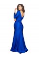 Cheapest Deep V-Neck Long Sleeves Silky Satin Prom Dress