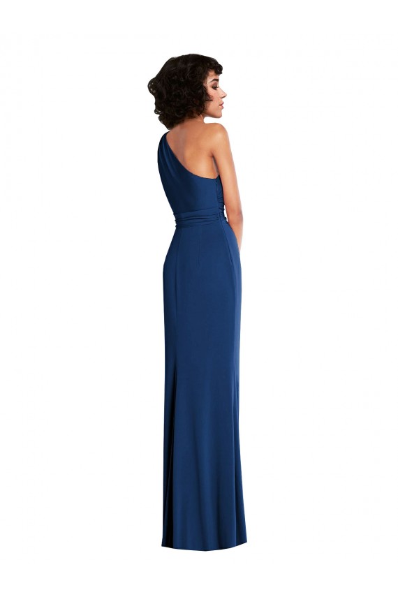 Cheapest Grecian Inspired One Shoulder Twist Draped Maxi Spandex Prom Dress