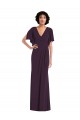 Cheapest Faux Wrap Split Sleeves Maxi Spandex Prom Dress with Cascade Skirt