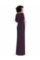 Cheapest Faux Wrap Split Sleeves Maxi Spandex Prom Dress with Cascade Skirt