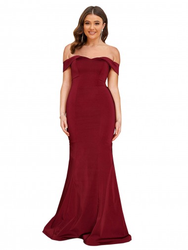 Cheapest Off Shoulder Sleeves Sweetheart Neckline Long Spandex Prom Dress