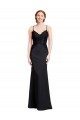 Cheapest Long Chiffon Prom Dress with Lace Bodice and Curved V-Neckline