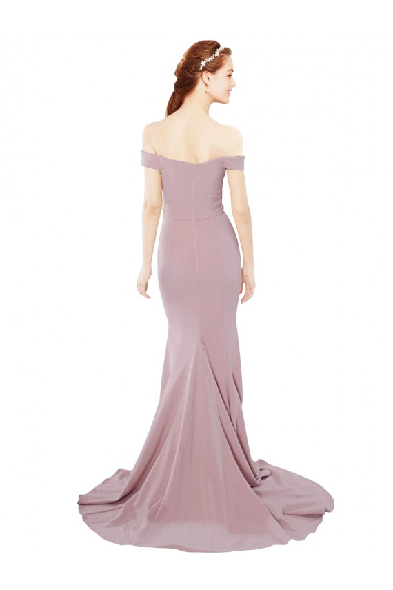 Cheapest Off the Shoulder Mermaid Long Sweep Train Prom Dress