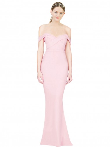 Cheapest Full Length Off the Shoulder Prom Dress with Twist Front