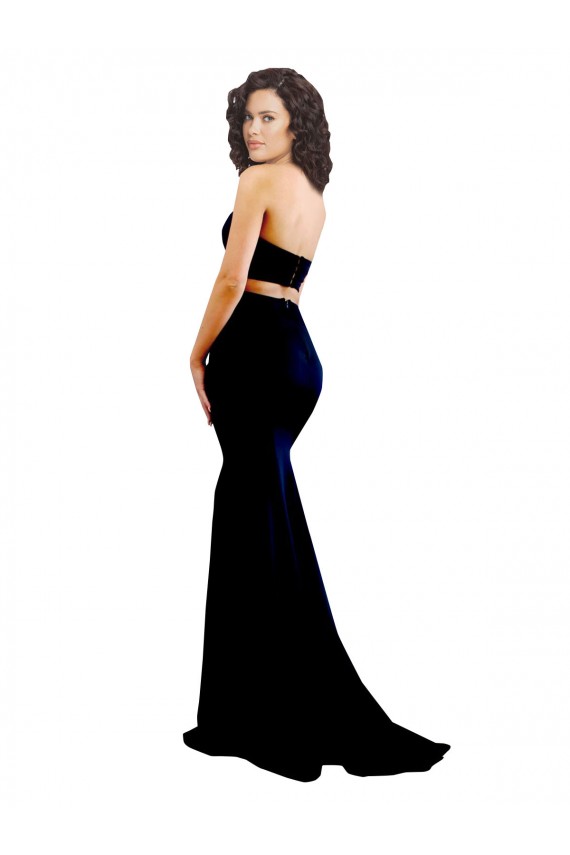 Cheapest Two Piece High Neck Crepe Prom Dress