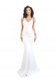 Cheapest Fishtail Shape Spaghetti Straps Open Back Crepe Prom Dress with Ruffles