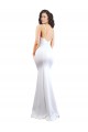 Cheapest Fishtail Shape Spaghetti Straps Open Back Crepe Prom Dress with Ruffles